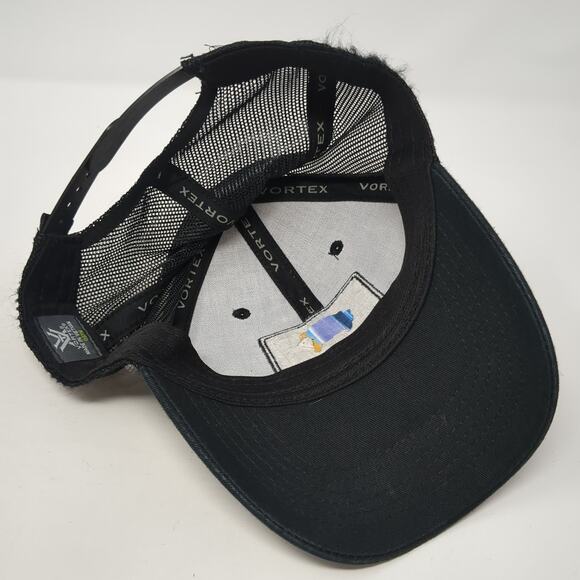Vortex Snapback Trucker Hat Black One Size Adjustable Embroidered Mesh Back - Picture 7 of 9